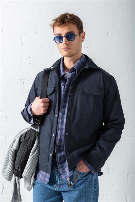 Erkek Önü Cepli Yakalı Slim Fit Ceket Lacivert