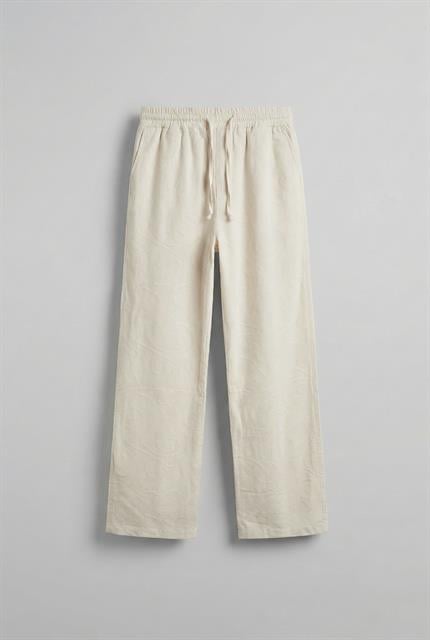 Erkek Örme Desenli Baggy Fit  Rahat Pantolon Bej