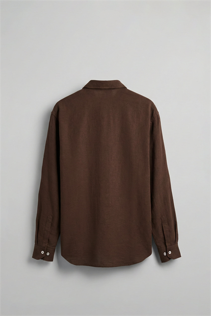 Erkek Oversize Basic Rahat Gömlek Acı Kahve