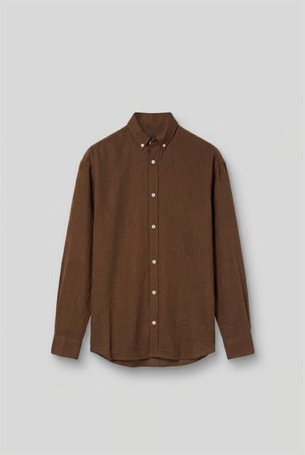 Erkek Oversize Basic Rahat Gömlek Kahverengi