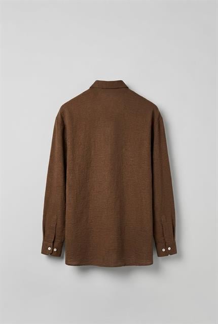 Erkek Oversize Basic Rahat Gömlek Kahverengi