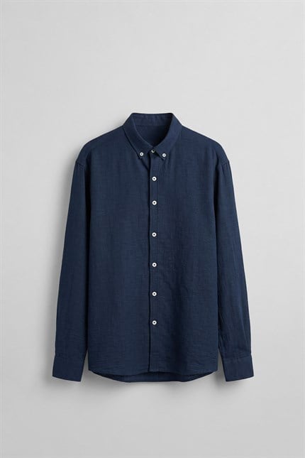 Erkek Oversize Basic Rahat Gömlek Lacivert