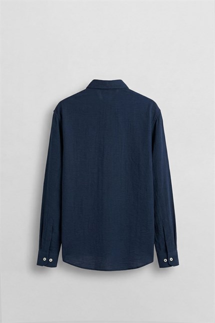 Erkek Oversize Basic Rahat Gömlek Lacivert