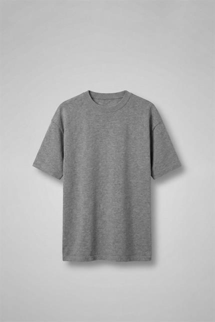 Erkek Oversize Basic Rahat T-Shirt Gri Melanj