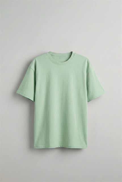 Erkek Oversize Basic T-Shirt Açık Yeşil