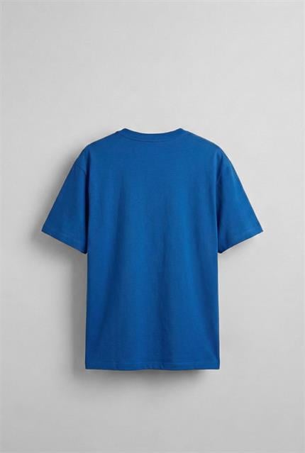 Erkek Oversize Basic T-Shirt Mavi