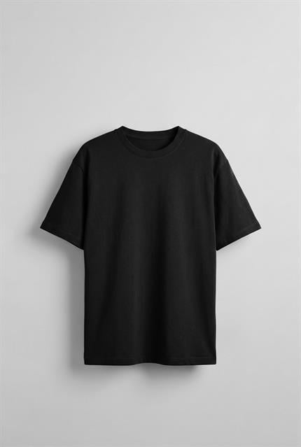 Erkek Oversize Basic T-Shirt Siyah
