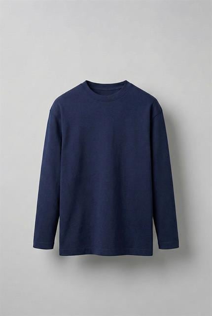 Erkek Oversize Basic Uzun Kollu Sweatshirt Lacivert