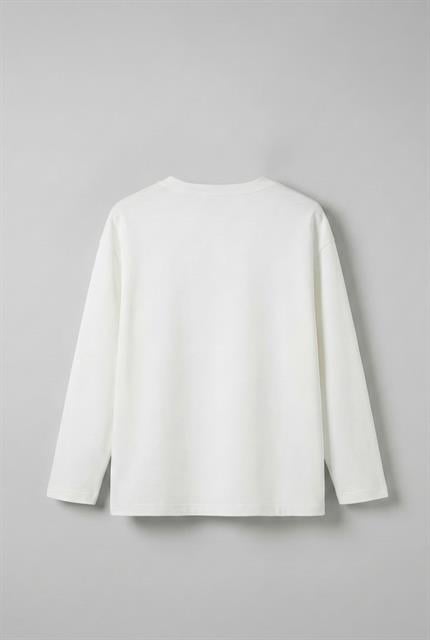 Erkek Oversize Basic Uzun Kollu Sweatshirt Ekru