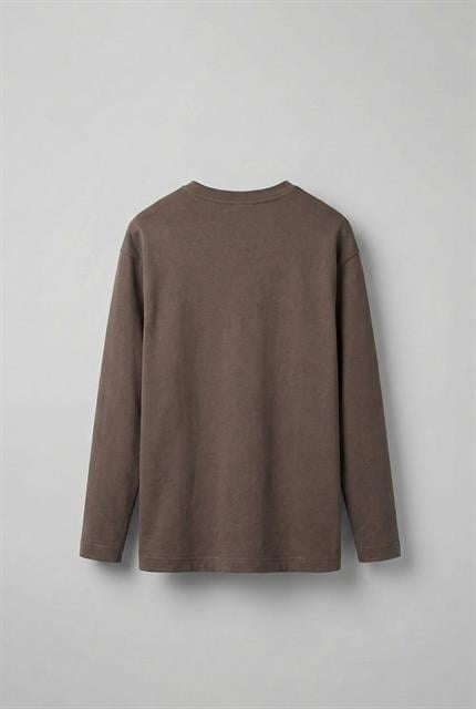 Erkek Oversize Basic Uzun Kollu Sweatshirt Kahverengi