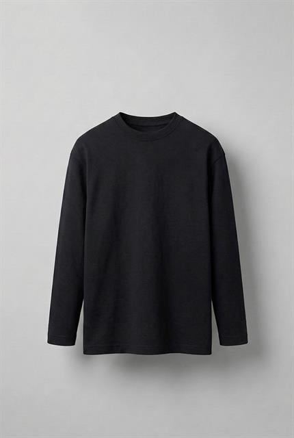 Erkek Oversize Basic Uzun Kollu Sweatshirt Siyah