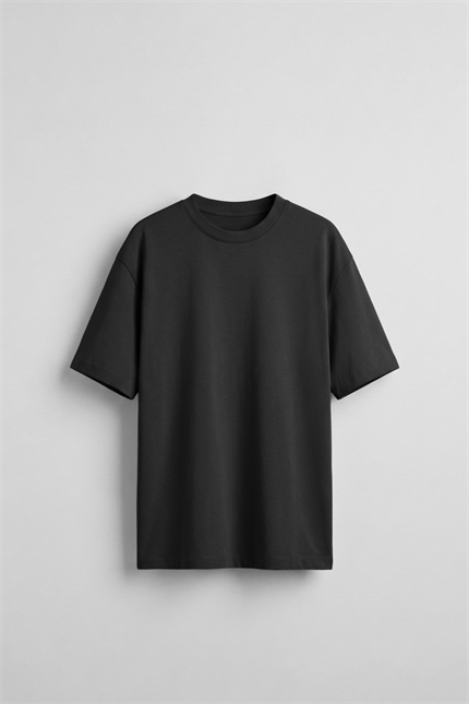 Erkek Oversize Basic Yumuşak Dokulu Rahat T-Shirt Siyah