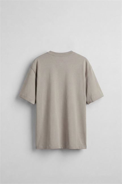 Erkek Oversize Basic Yumuşak Dokulu Rahat T-Shirt Bej