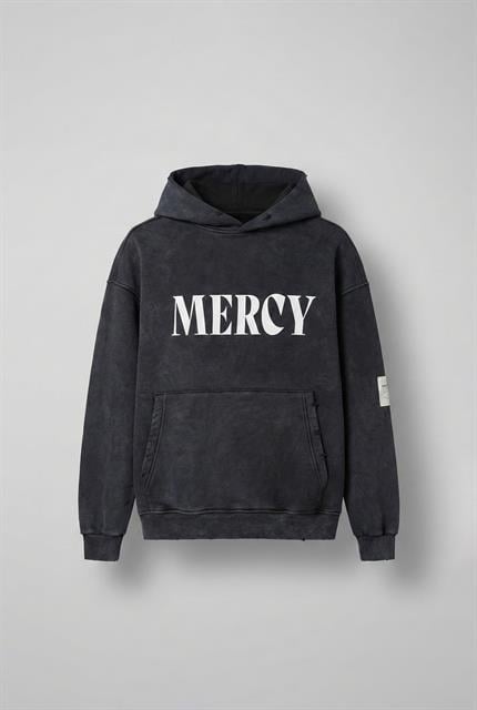 Erkek Oversize Baskılı Kapüşonlu Pamuklu Sweatshirt Siyah