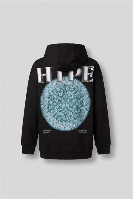 Unisex Oversize Kabartma Baskılı Premium Kalın Kapüşonlu Sweatshirt Siyah