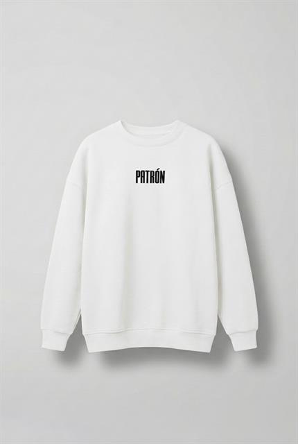 Erkek Oversize Baskılı Premium Sweatshirt Ekru
