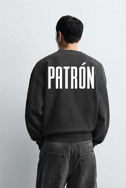 Erkek Oversize Baskılı Premium Sweatshirt Siyah