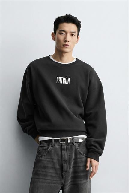 Erkek Oversize Baskılı Premium Sweatshirt Siyah