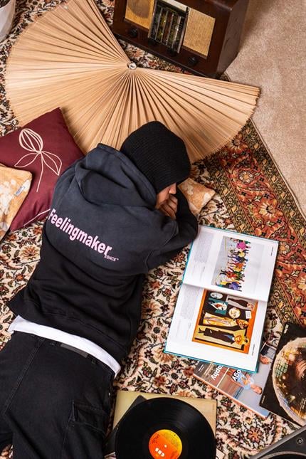 Erkek Oversize Baskılı Yıkamalı Kapüşonlu Hoodie Siyah