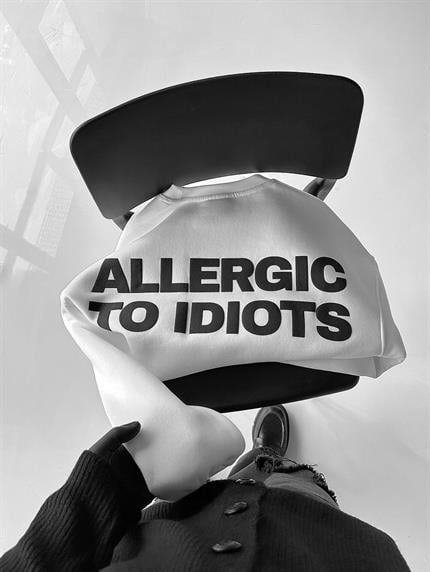 Erkek Oversize Baskılı Yuvarlak Yakalı Uzun Kollu Sweatshirt Beyaz