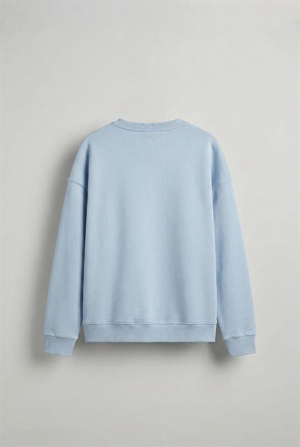 Erkek Oversize Bisiklet Yaka Basic Sweatshirt Açık Mavi