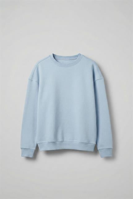 Erkek Oversize Bisiklet Yaka Basic Sweatshirt Açık Mavi