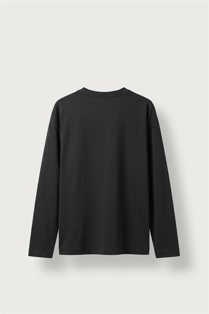 Erkek Oversize Bisiklet Yaka Yumuşak Dokulu Sweatshirt Siyah