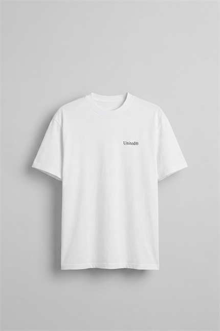 Erkek Oversize Boks Baskılı Pamuklu T-Shirt Beyaz