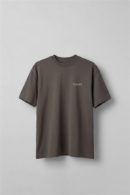 Erkek Oversize Boks Baskılı Pamuklu T-Shirt Antrasit