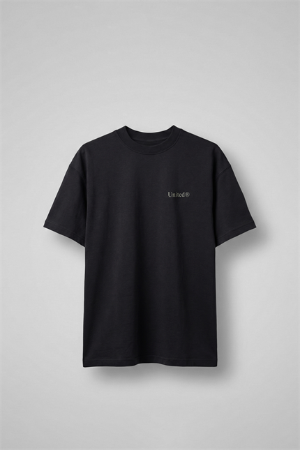 Erkek Oversize Boks Baskılı Pamuklu T-Shirt Siyah