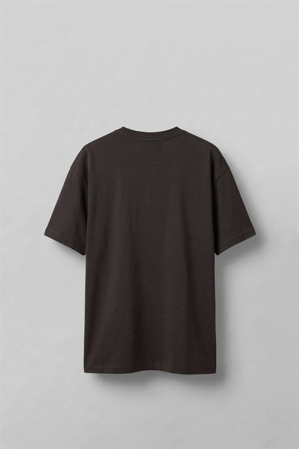 Erkek Oversize Çiçek Nakışlı T-Shirt Kahve
