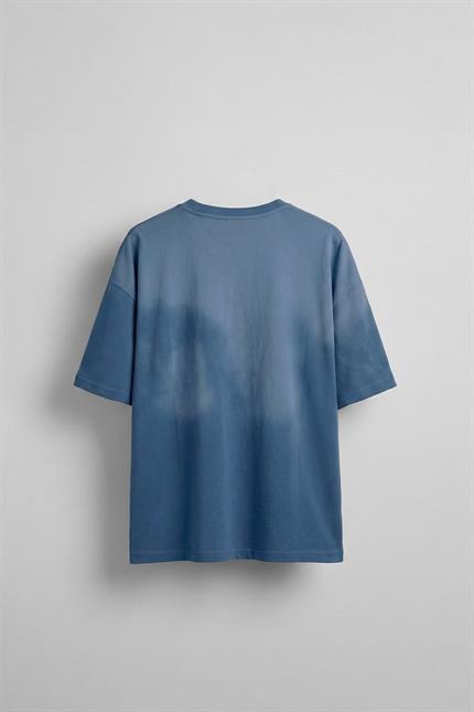Erkek Oversize Çift Katman Cepli T-Shirt Mavi