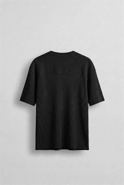 Erkek Oversize Çizgi Desenli Esnek Ve Hafif Rahat Yazlık T-Shirt Siyah