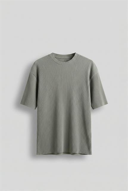 Erkek Oversize Çizgi Desenli Esnek Ve Hafif Rahat Yazlık T-Shirt Mint