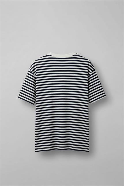 Erkek Oversize Çizgili Rahat T-Shirt Siyah