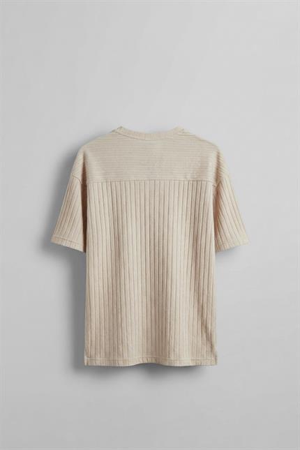Erkek Oversize Desenli T-Shirt Bej