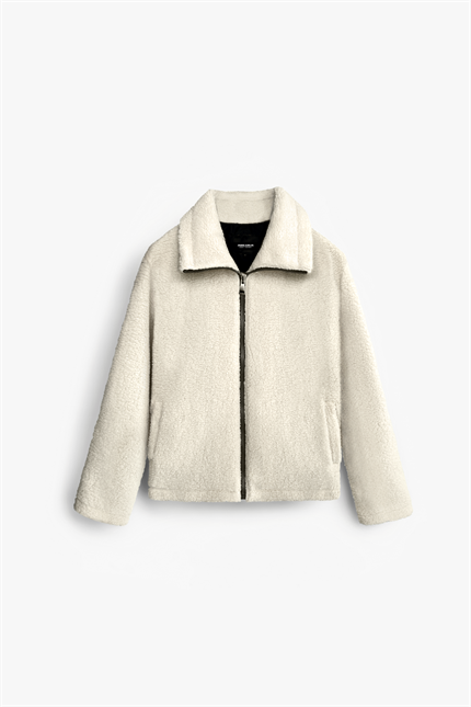 Erkek Oversize Dik Yaka Peluş Ceket Bej