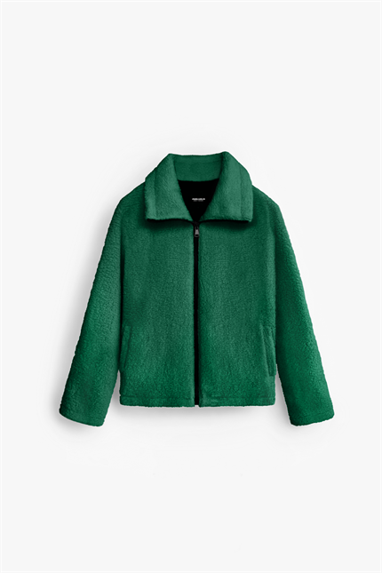 Erkek Oversize Dik Yaka Peluş Ceket Yeşil