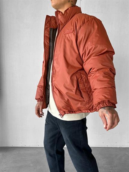 Erkek Oversize Dik Yakalı Fermuarlı Cepli Mont Turuncu