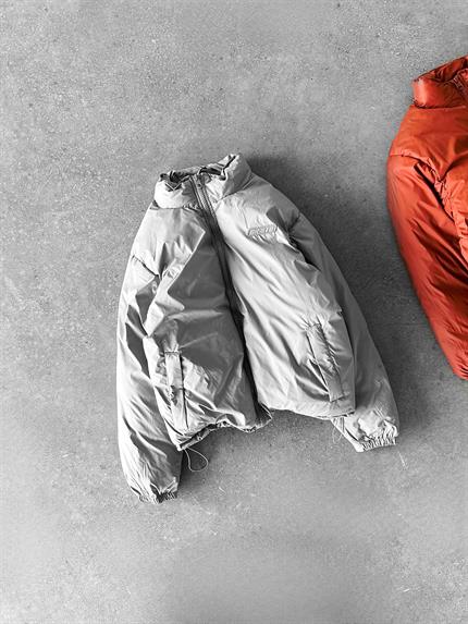 Erkek Oversize Dik Yakalı Fermuarlı Cepli Mont Gri