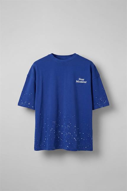 Erkek Oversize Dokulu Baskılı %100 Pamuk T-Shirt Lacivert