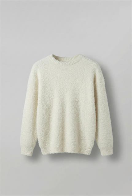 Erkek Oversize Dokulu Kazak Ekru