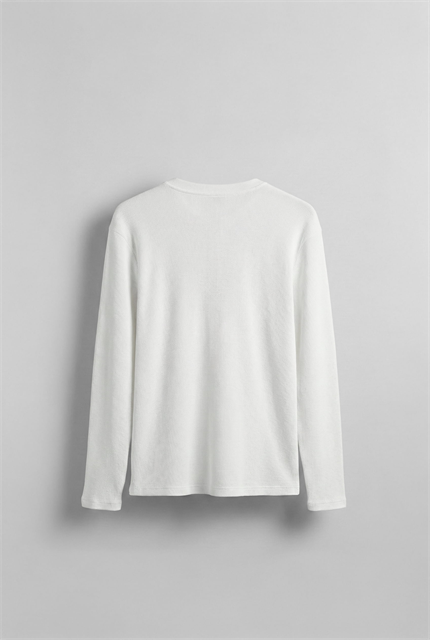 Erkek Oversize Düğmeli Basic Uzun Kollu T-shirt Ekru