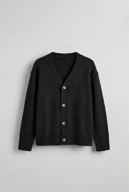 Erkek Oversize Düğmeli Hırka Siyah