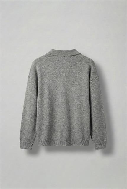 Erkek Oversize Düğmeli Triko Kazak Gri