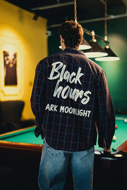 Erkek Oversize Ekose Baskılı Gömlek Antrasit