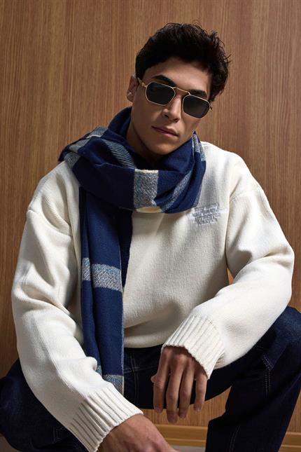 Erkek Oversize Essential Örme Kazak %100 Pamuk Bej