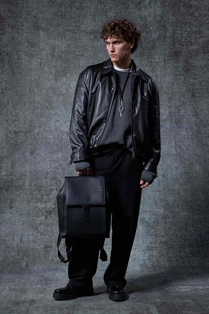 Erkek Oversize Fermuarlı Basic Deri Ceket Siyah