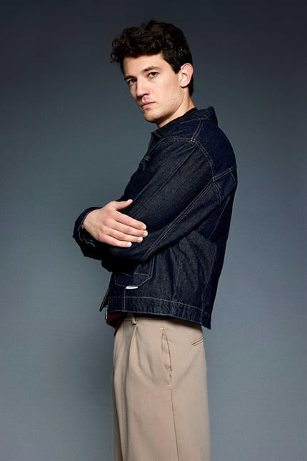 Erkek Oversize Fermuarlı Denim Ceket Lacivert