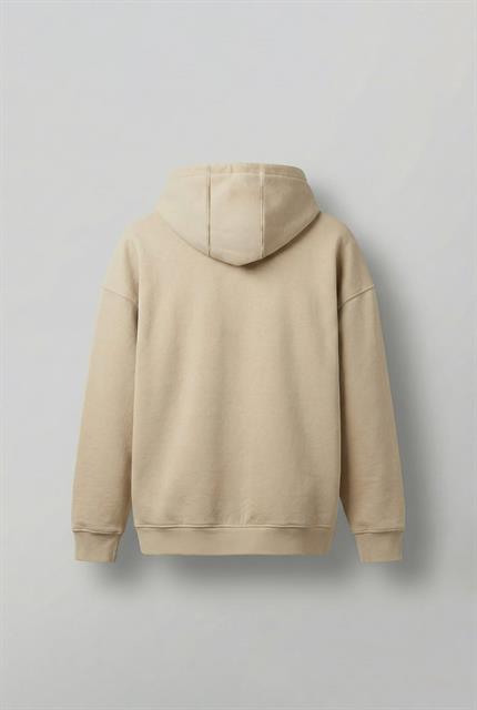 Unisex Oversize Hero Angel Grafik Baskılı Kapüşonlu Sweatshirt Bej